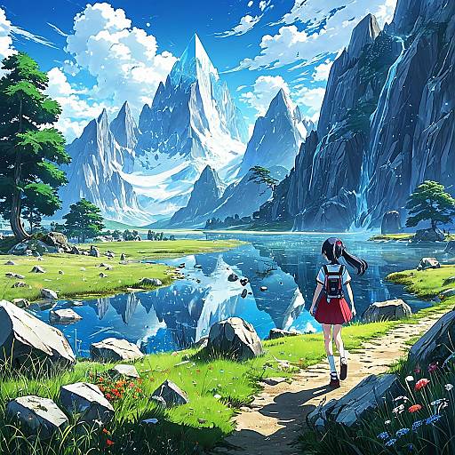 Anime Girl in Crystal Landscape