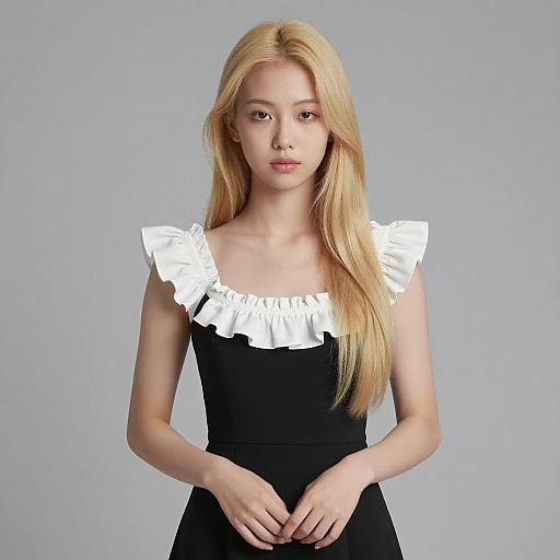 Portrait of Young Woman in Black Dress