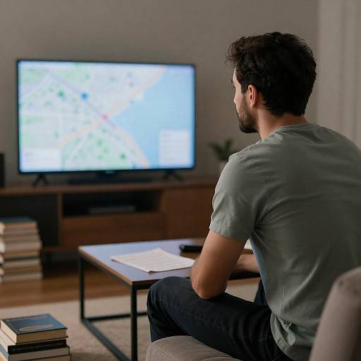 Bearded Man Watching TV on Couch