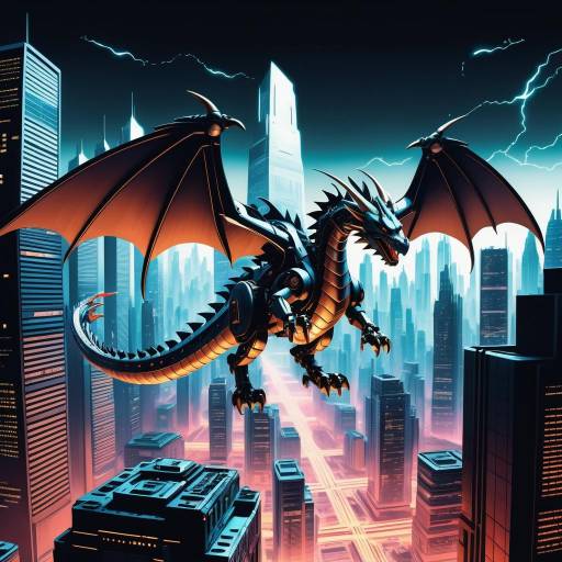 Futuristic Dragon in Cyberpunk Cityscape Futuristic Dragon in Cyberpunk Cityscape