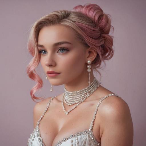 Elegant Lady with Pastel Pink Hair