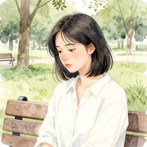 Solitary Figure in Serene Park