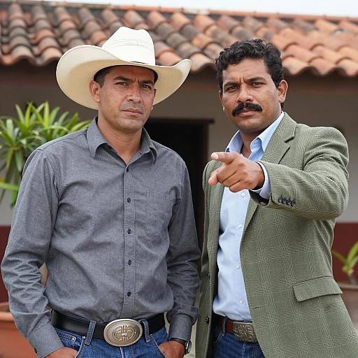 Two Men Outdoors in Daylight Scene