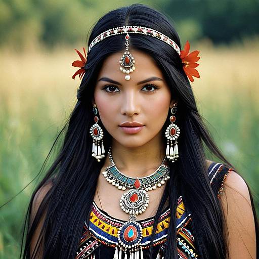 Elegant Tribal Girl in Traditional Attire