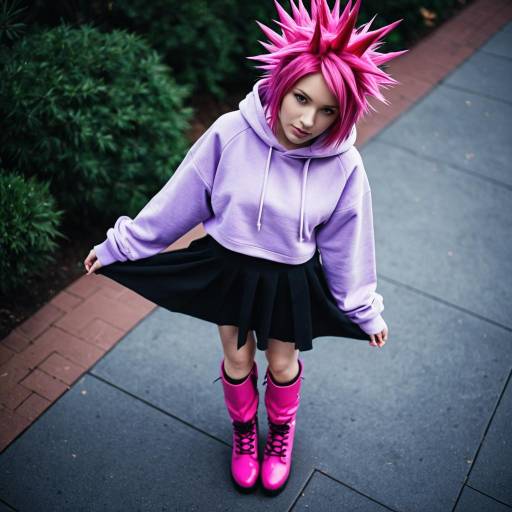 Kumatora Cosplay with Spiky Pink Hair