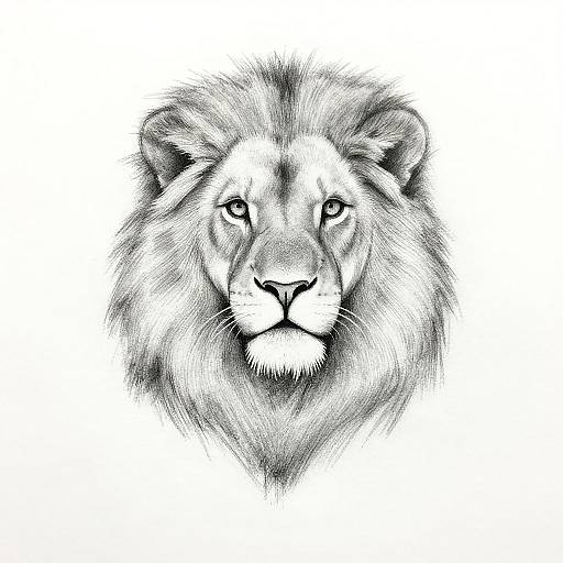 Lion Half-Face Floral Tattoo Sketch