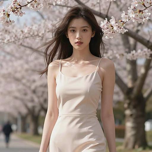 Photoreal Cherry Blossom Outdoor Portrait