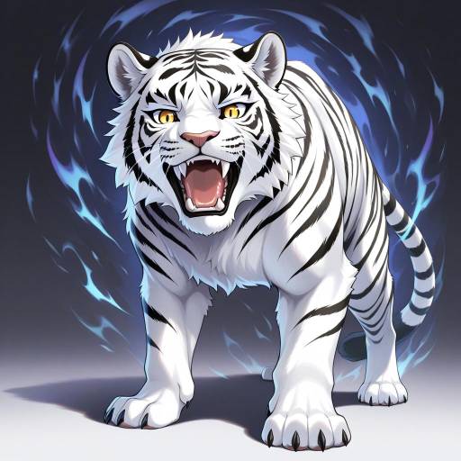 Playful White Tiger in Vibrant Detail Playful White Tiger in Vibrant Detail