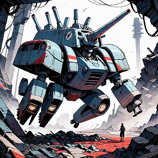 Post-Apocalyptic Mecha in Wasteland Diner