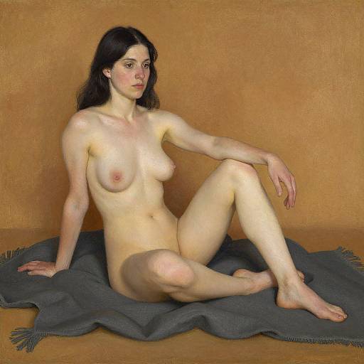 Graceful Nude Woman on Textured Blanket