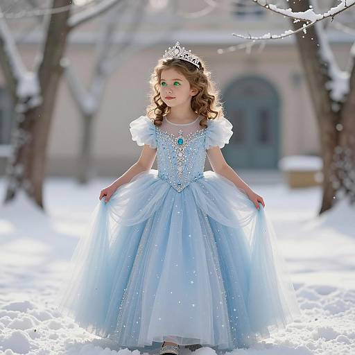 Young Girl in Crystal-Embellished Princess Gown