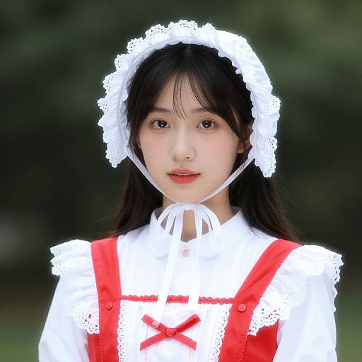 Woman in Red and White Dress