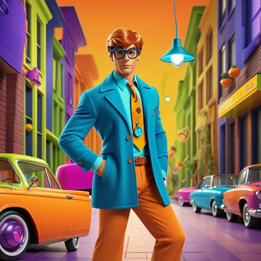 Colorful Retro Detective in Vibrant Urban Setting