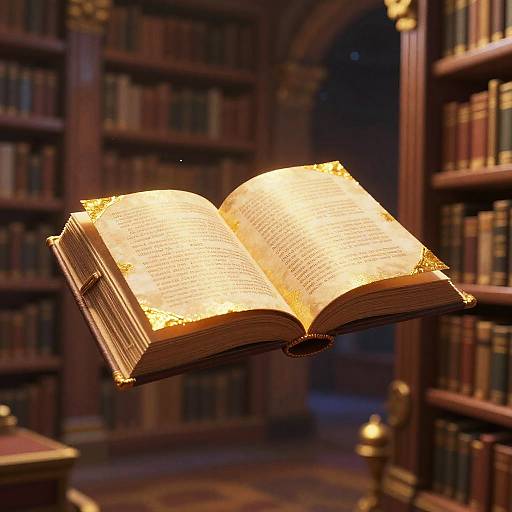 Golden Animated Book in Space Library