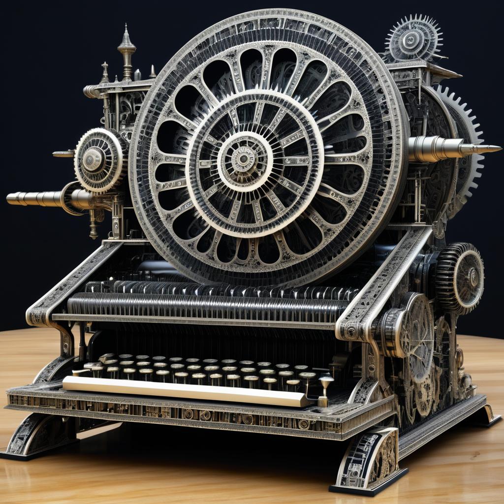 Surreal Typewriter with Intricate Gears