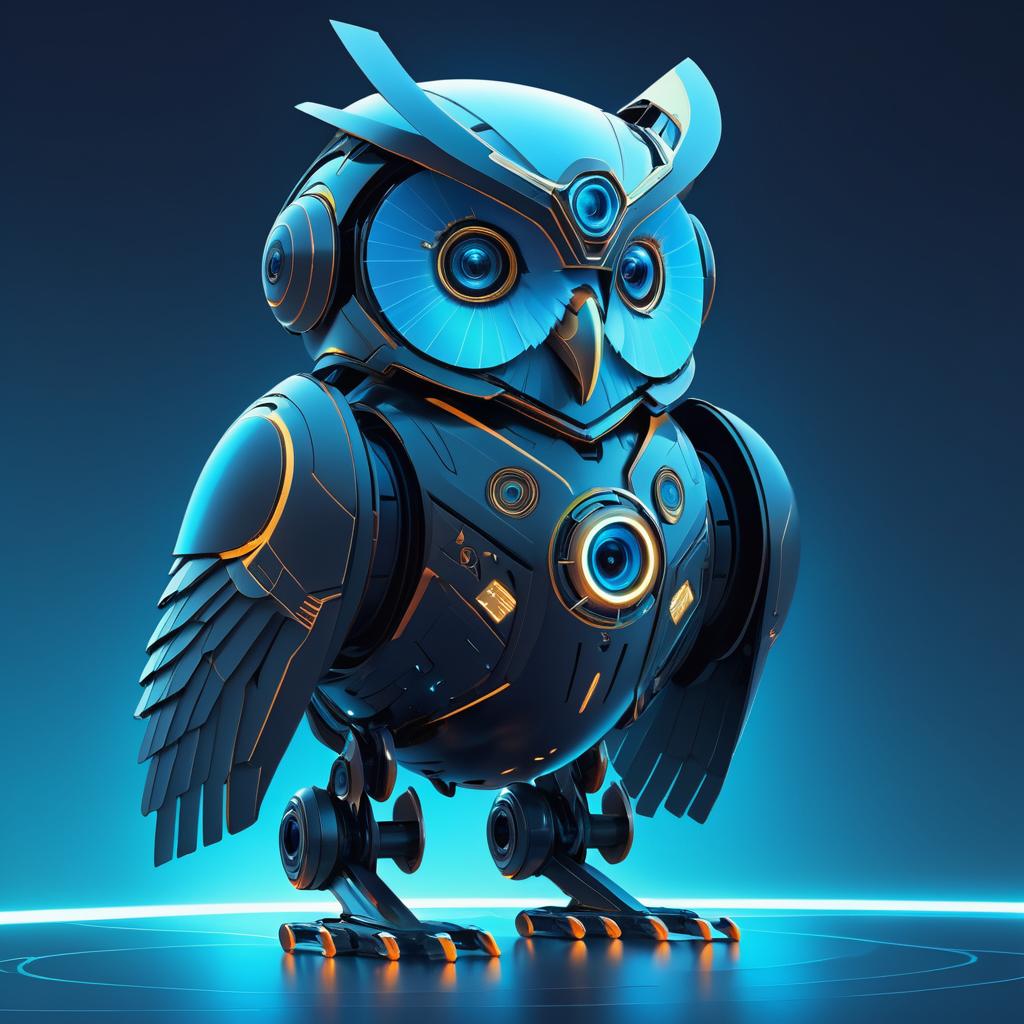 Futuristic Robotic Owl Digital Art