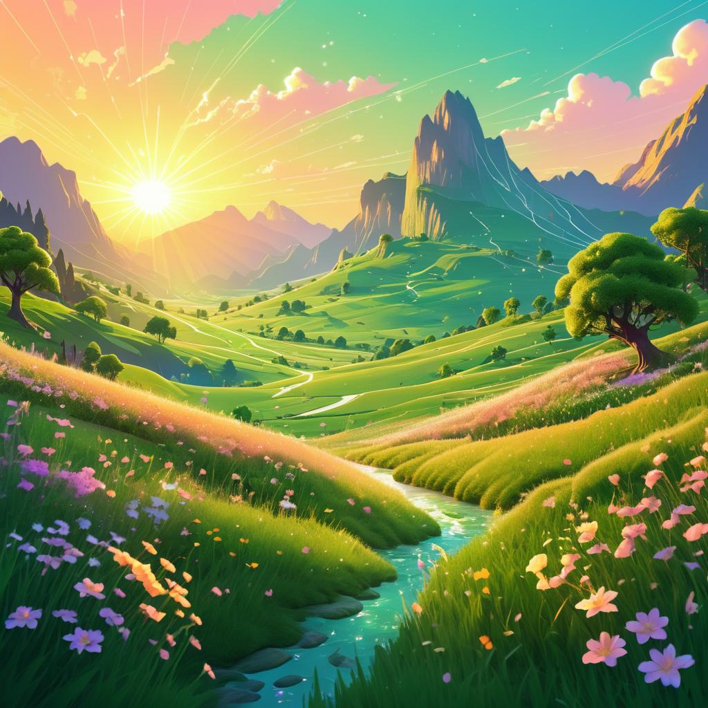 Enchanting Fantasy Landscape at Sunset