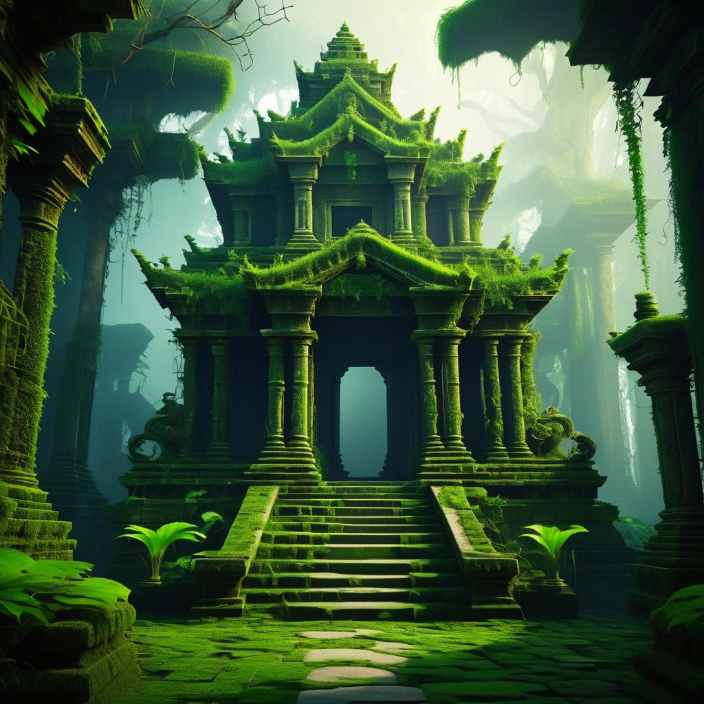 Mysterious Ancient Temple in Shadows