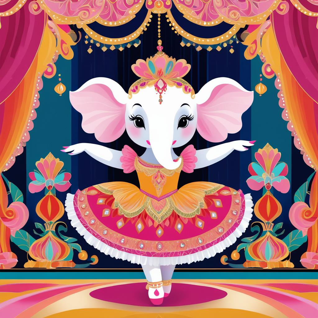 Ballerina Elephant in Vibrant Theater Setting