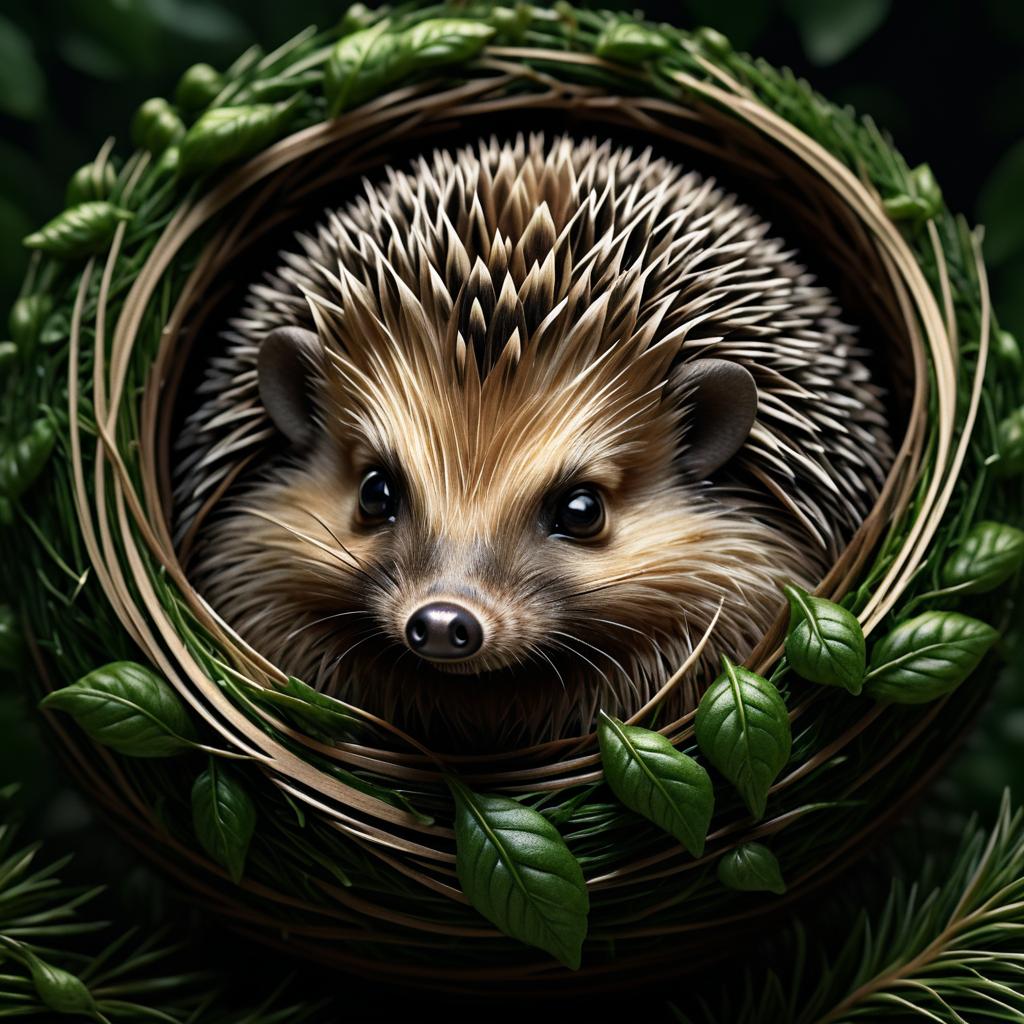 Hyper-Realistic Hedgehog Botanical Close-Up