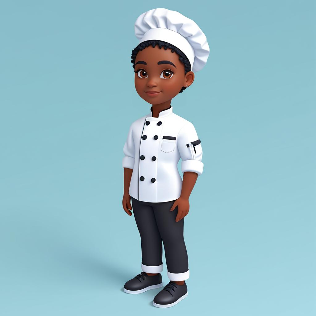 Charming 3D Isometric Black Chef Illustration