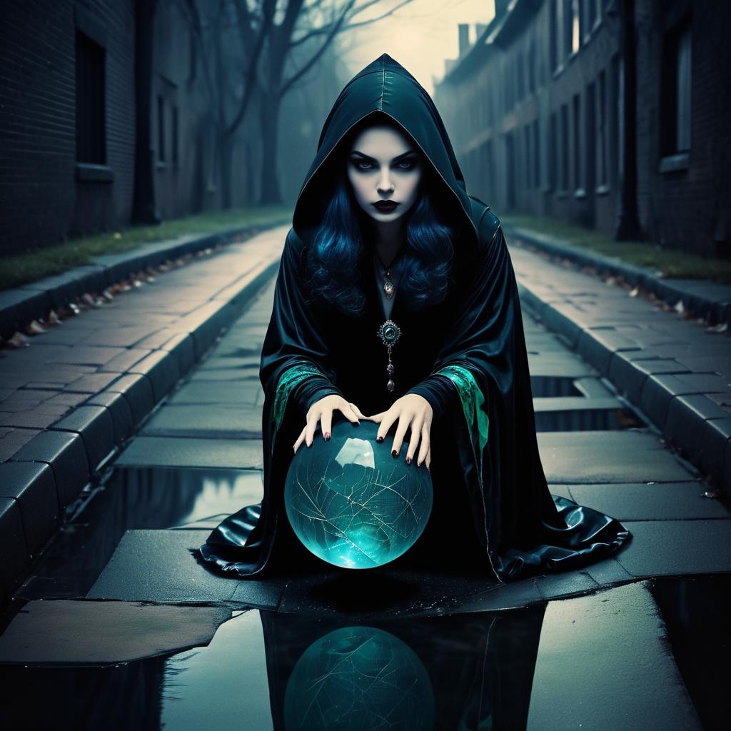 Eerie Witch in a Storm Drain Scene