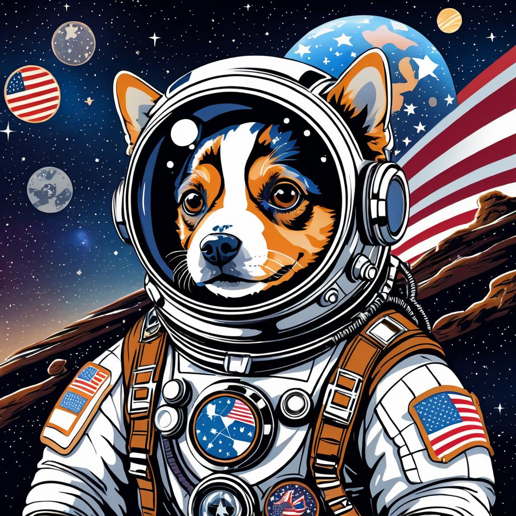 Adventurous Dog Astronaut in Steampunk Style