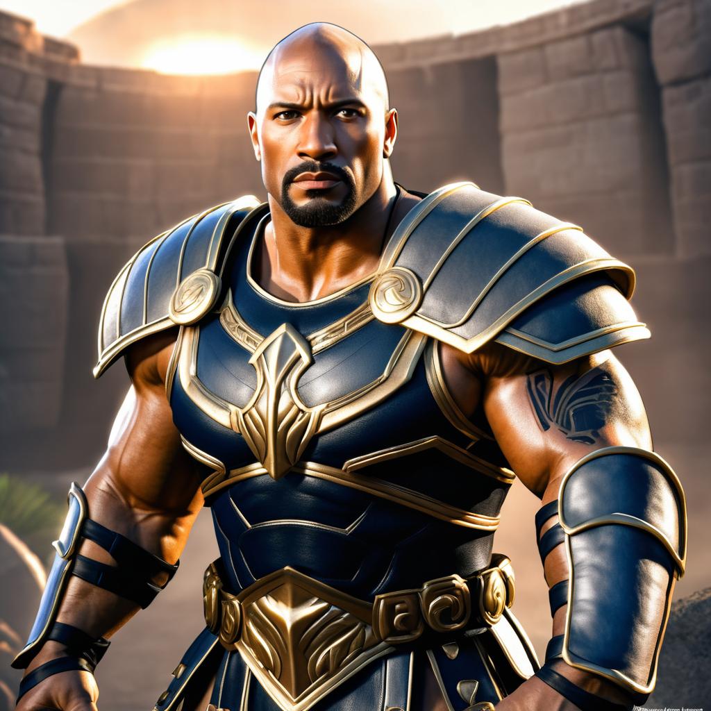 Heroic Gladiator Portrait of Dwayne Johnson