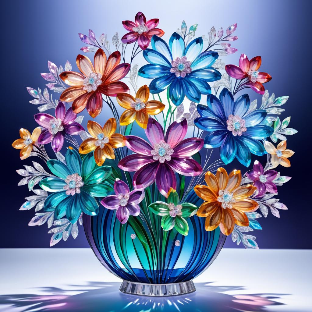 Hyperrealistic Crystal Floral Bouquet