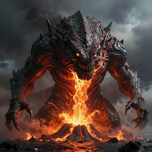 Volcanic Kraken Erupting Fantasy Scene