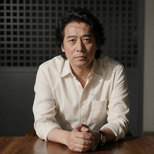 Serious Middle-Aged Man in Dim Light