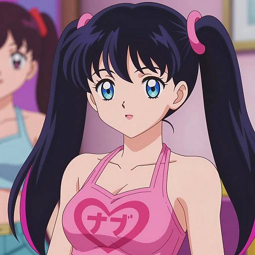 Vibrant Anime Girl with Pigtails