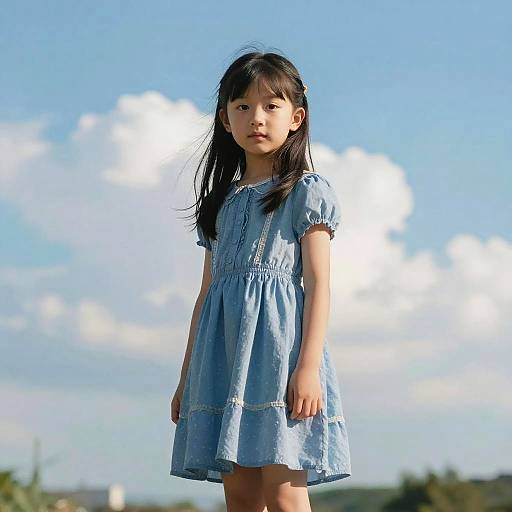 Cinematic Portrait of Child in Blue Dress