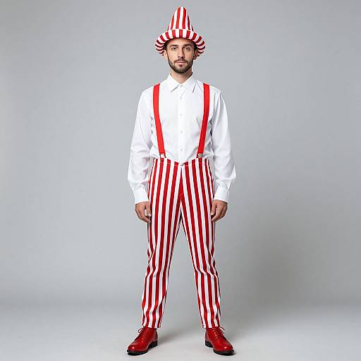 Circus Performer in Striped Costume