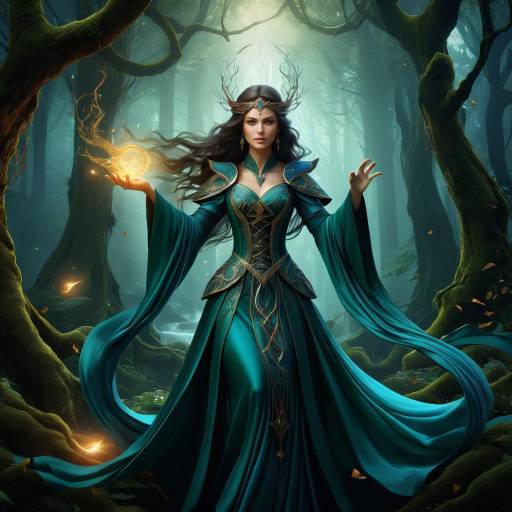 Enigmatic Sorceress in Mystical Forest Enigmatic Sorceress in Mystical Forest
