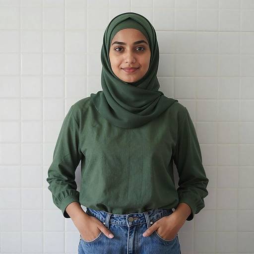 Young Woman in Green Hijab Portrait
