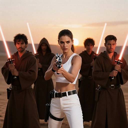 Epic Sci-Fi Battle at Sunset