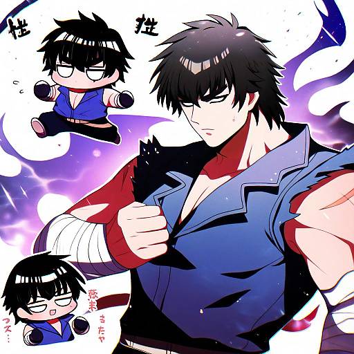 Illustration of Kenshiro, hokuto no ken in the style of You (noanoamoemoe)