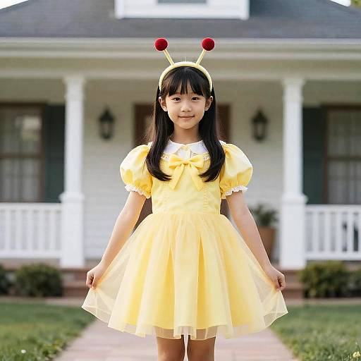 Girl in Yellow Tinkerbell Costume