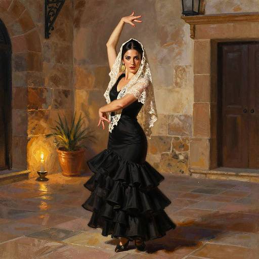 Sultry Flamenco Dance at Moonlit Plaza