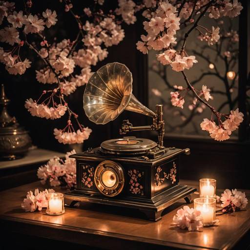 Ethereal Phonograph with Cherry Blossoms Ethereal Phonograph with Cherry Blossoms