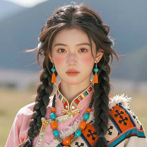 Vibrant Young Woman in Traditional Attire