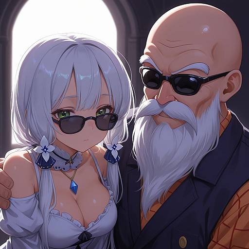 Illustration of Muten roushi, dragon ball in the style of Klaius