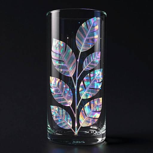 Holographic Leaves in Glass Vase