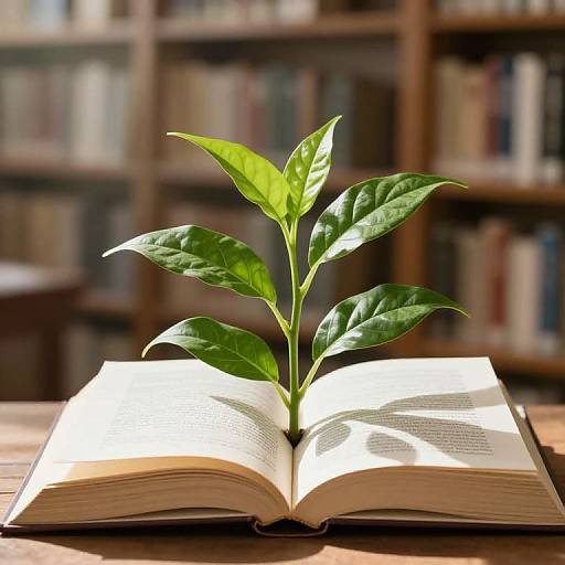 Book Plant Growth in Sunlit Library