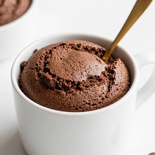 Close-up photograph of a white cup filled with rich, textured dark chocolate ice cream, with a gold spoon partially inserted.