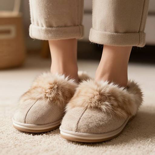 Cozy Knitted Slippers with Furry Toes
