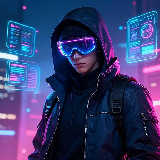 Futuristic Cyberpunk Hacker Character