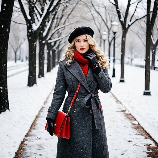 Winter Street Fashion with Red Accessories