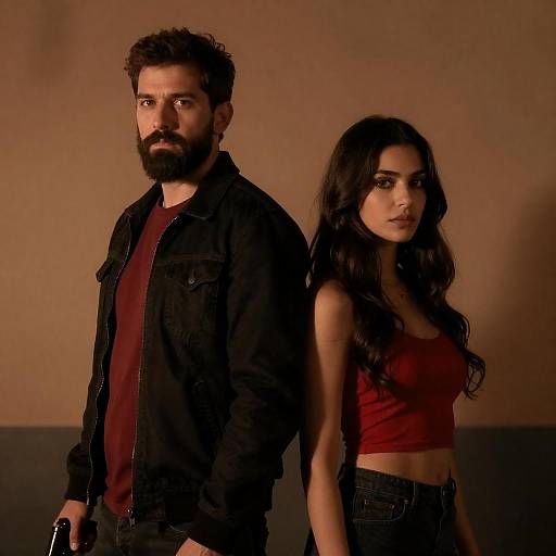 Moody Cinematic Couple in Orange Light